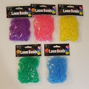 Colorful Set Of Loom Bands - 5 Pack Yellow, Pink, Blue, Green, Purple